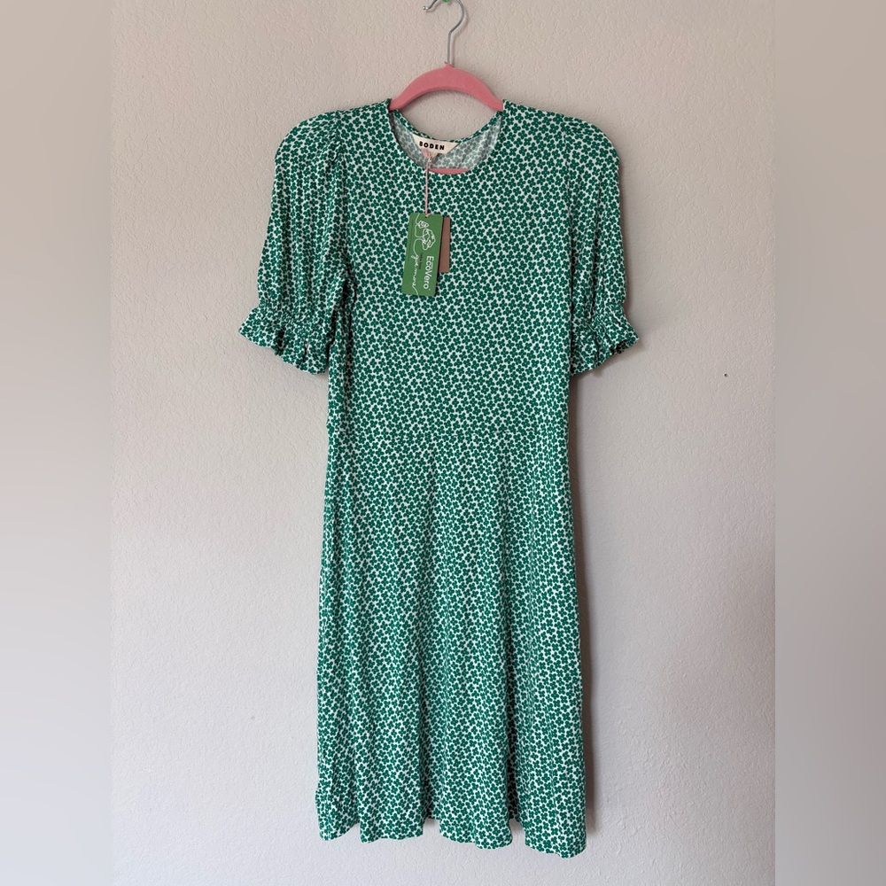 Boden Green Printed Midi Dress